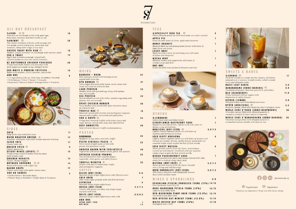 sevens menu